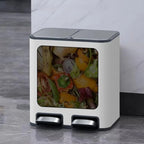 Double Compartment Pedal Trash Can with Lid and Sorting Bins