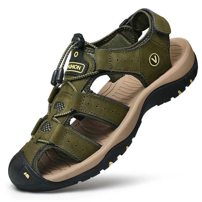 Men's Casual Outdoor Leather Sandals Roman Beach Shoes