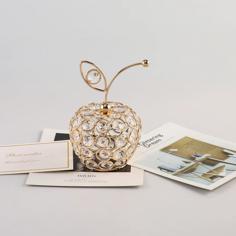 Gold Crystal Fruit Figurine and Tabletop Centerpiece Ornament
