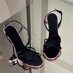Women's Satin Color Block Stiletto Sandals