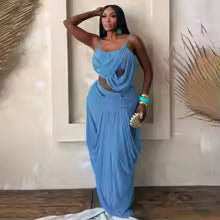 Draped Ruched Mesh Maxi Dress Spaghetti Strap Cutout Cover Up