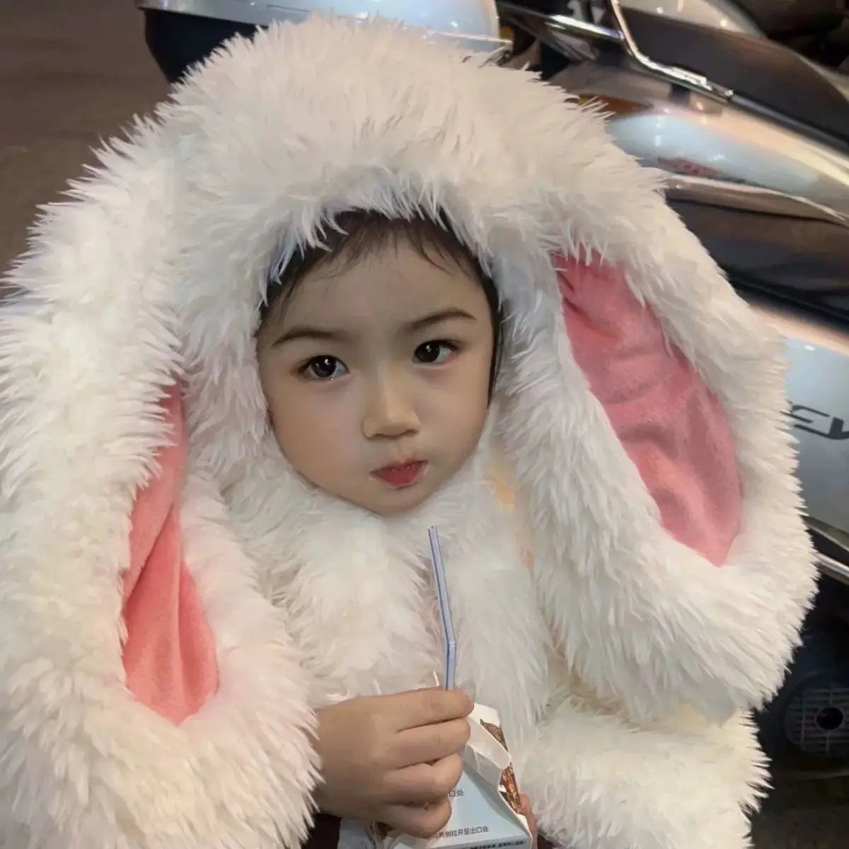 Kids' Cartoon Plush Rabbit Cosplay Costume Winter Warm Set