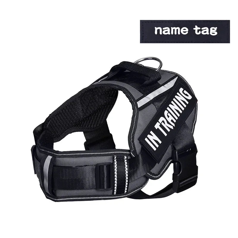 Adjustable Nylon Dog Harness with Neck Guard and Reflective Breathable Mesh Vest