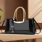 Women's Glossy Patent PU Leather Shoulder Handbag