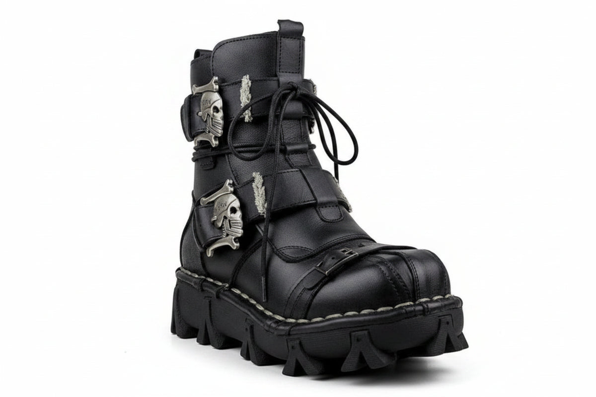 Men's Fashion Genuine Leather Handmade Punk Boots 1809