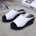 Women's Peep Toe Wedge Sandals Platform Slip On Mules