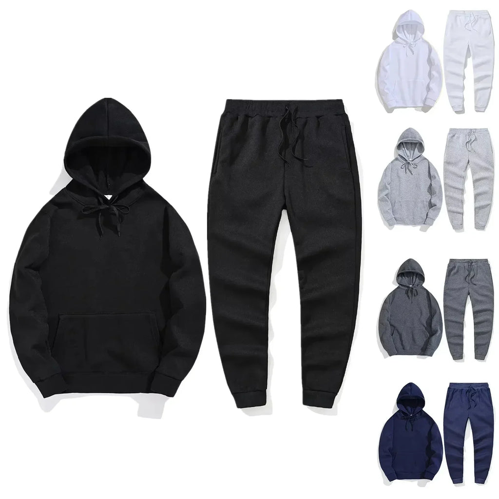 Men's Letter Print Fleece Hoodie Sweatshirt Pants Set