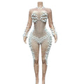 Women's Bubble Sleeve Dance Party Nightclub Bodysuit Jumpsuit