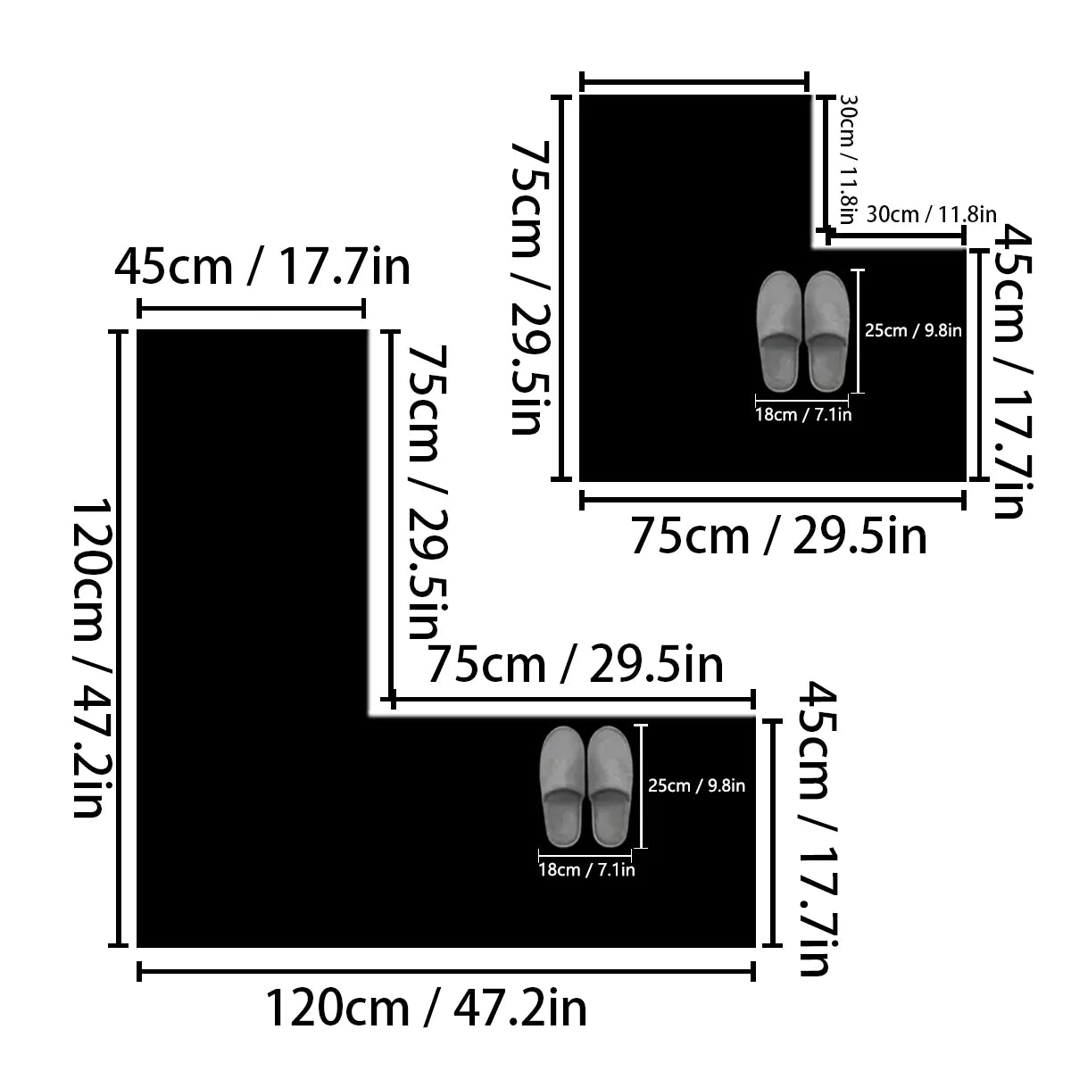 L-Shaped Diatomaceous Earth Non-Slip Absorbent Bathroom Shower Mat