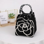 Women's Mini Knitted Geometric Colorblock Bucket Handbag