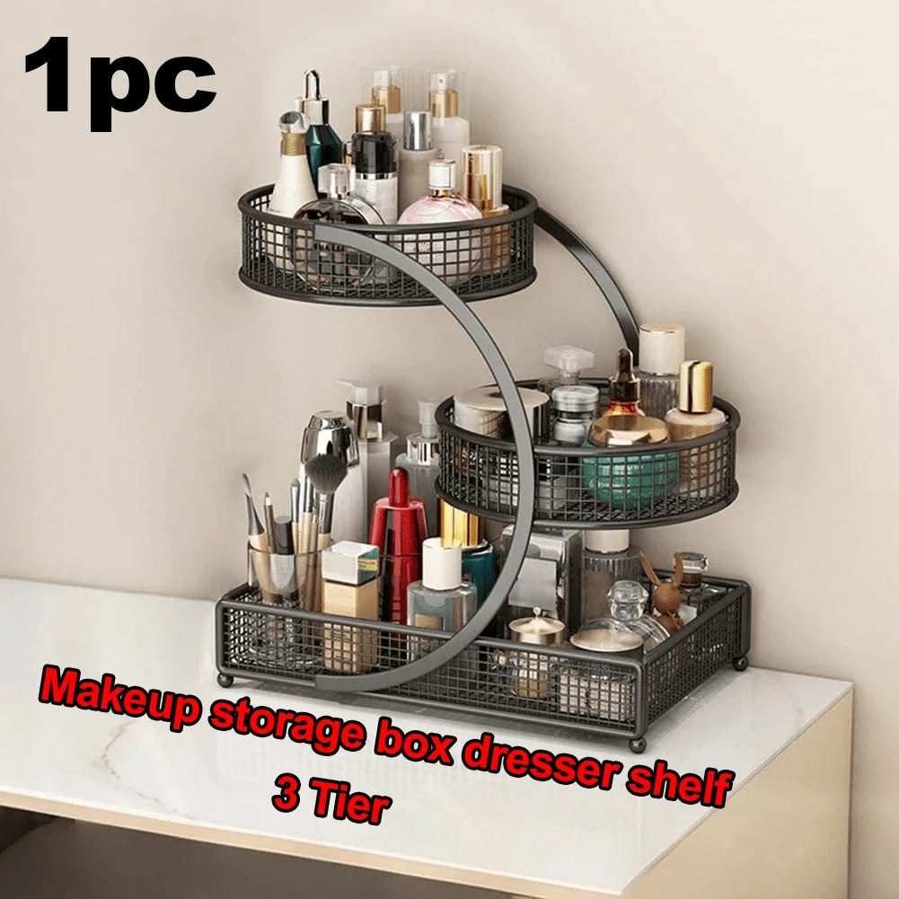 3-Tier Metal Countertop Makeup Organizer and Cosmetic Storage Shelf