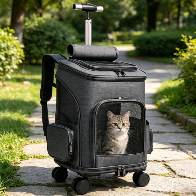 Large Capacity Breathable Pet Trolley Bag
