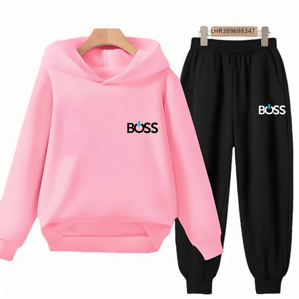 Kids' Printed Hoodie Pants Two-Piece Set