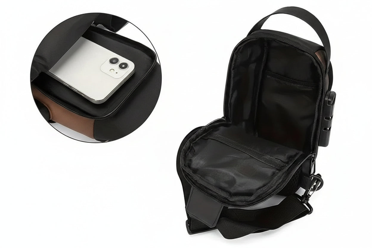 Men's Fashion PU Leather Anti-Theft Casual Crossbody Chest Bag