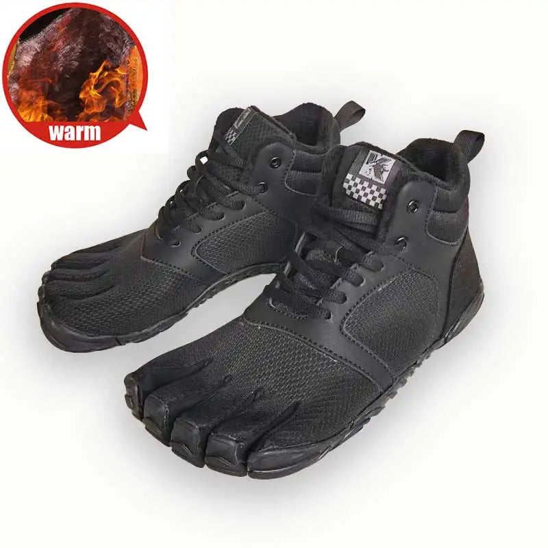 Unisex Cotton Five-Finger Athletic Shoes Hook & Loop Patchwork Sneakers