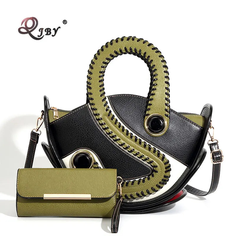 Women's Large Capacity Leather Top Handle Crossbody Bag