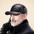 Unisex Winter PU Leather Thermal Earmuff Flat Cap