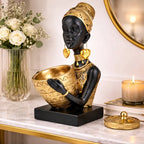 Resin African Tribal Statue and Tabletop Storage Tray