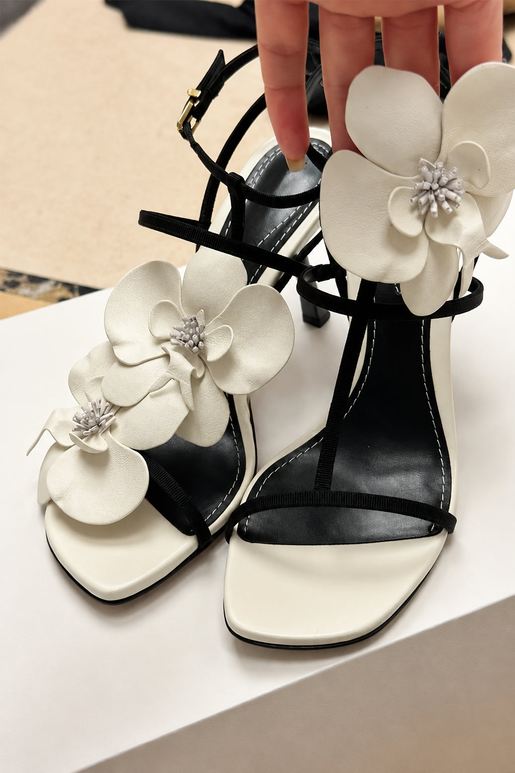 Women's Flower High Heel Slingback Dress Sandals