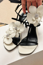 Women's Flower High Heel Slingback Dress Sandals