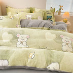 Warm Velvet Cartoon Duvet Cover and Plush Bedding Set