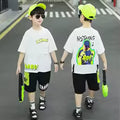 Boys Summer Letter Print Short Sleeve T-Shirt and Shorts Set