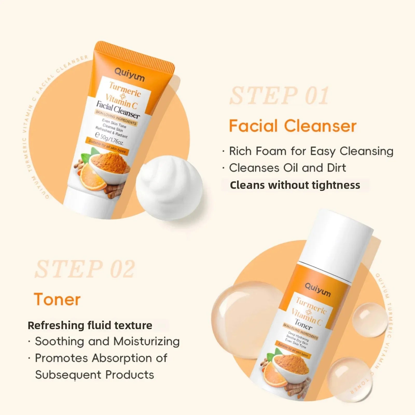 Vitamin C Turmeric Skincare Set 5-Piece Facial Routine Kit