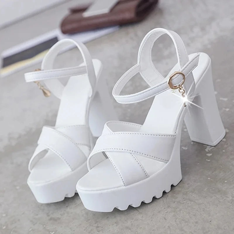 Women's Platform Wedge Sandals Open Toe Buckle Strap Pumps