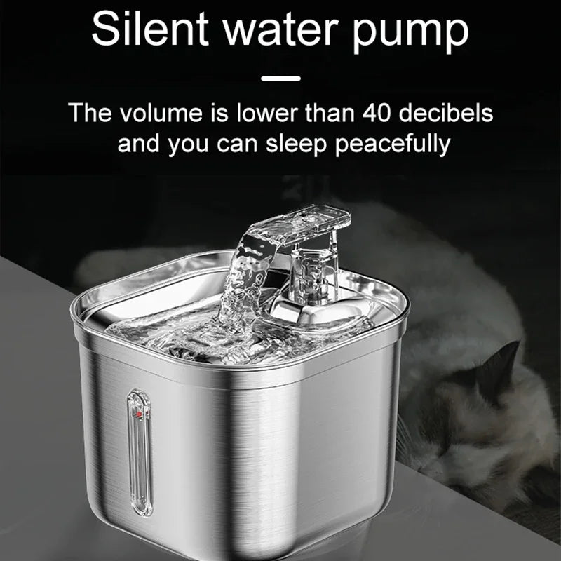 Stainless Steel Automatic Pet Water Fountain with Sensor and Filter for Cats and Dogs