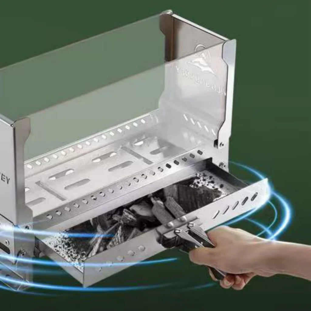 Folding Camping Bonfire Stove with Glass Viewing Window