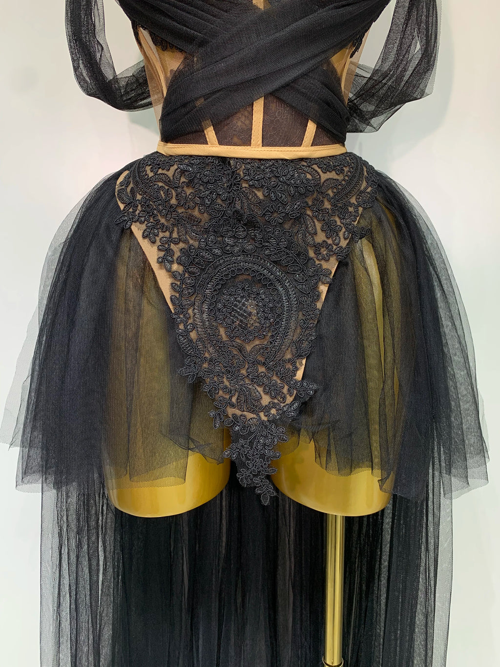 Women's Strapless Mesh Top and Skirt Two Piece Set