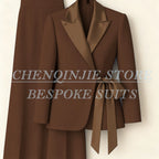 Women's Tailored Blazer Wide Leg Pants Suit