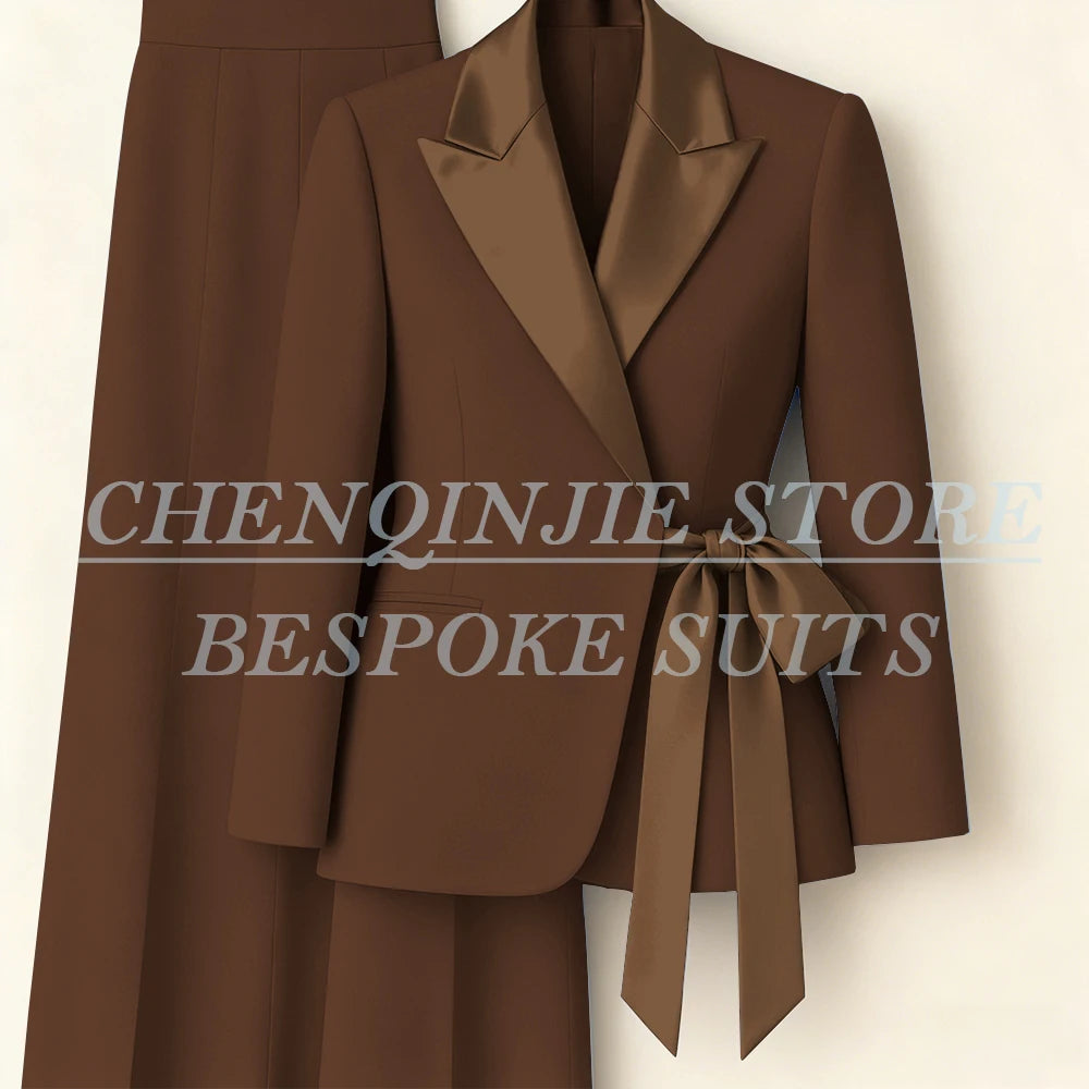 Women's Tailored Blazer Wide Leg Pants Suit