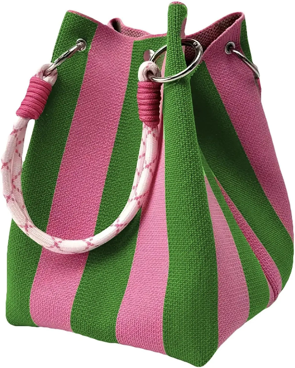 Women's Mini Knitted Geometric Colorblock Bucket Handbag