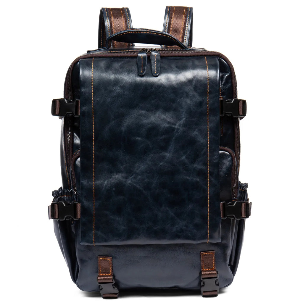 Men's Genuine Leather 16 Inch Travel Laptop Backpack