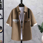 Men's Casual Short Sleeve Shirt and Shorts Two Piece Set