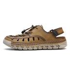 Men's Leather Breathable Outdoor Sandals Lightweight Elastic Strap Summer Beach