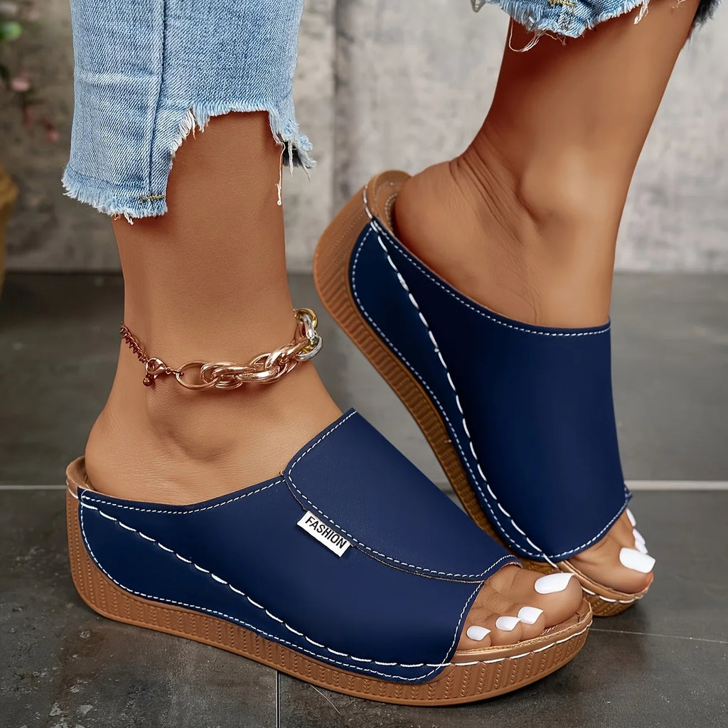 Women's Platform Wedge Slide Sandals Open Toe Summer Beach Shoes