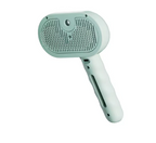 A mint green pet grooming brush with a textured bristle head and a smooth handle, shown against a plain white background.