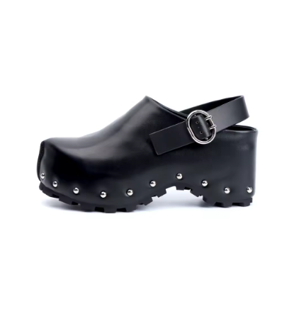 Women's Luxury Calf Hair Mules Platform Sandals Slip-On Slides