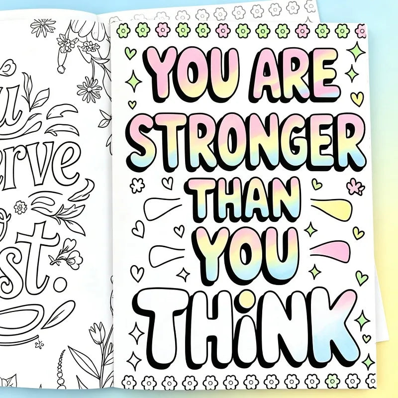 Adult Stress Relief Mental Health Coloring Book 32 Pages of High-definition Pages and Motivational Words Cheer Yourself Up