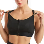 Womens Front Zipper Sports Bra With Adjustable Straps Elastic Shockproof Fitness Athletic Crop Top For Yoga