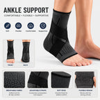Ankle Support Brace With Adjustable Wrap Breathable Knit Compression Sleeve For Sports Running Walking Fitness Daily