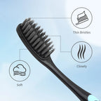 10 Pieces Packed Deep Cleaning Soft Bristle Bamboo Charcoal Black Hair Ultra-Fine Beauty Health Toothbrush  Oral Cleaning