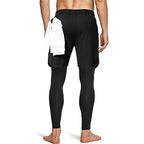 Mens 2 In 1 Sport Pants Athletic Tracksuit For Gym Running Workout Jogging Trousers