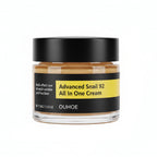 Dimensions of a jar and box labeled 'Advanced Snail 92 All In One Cream' on a white background