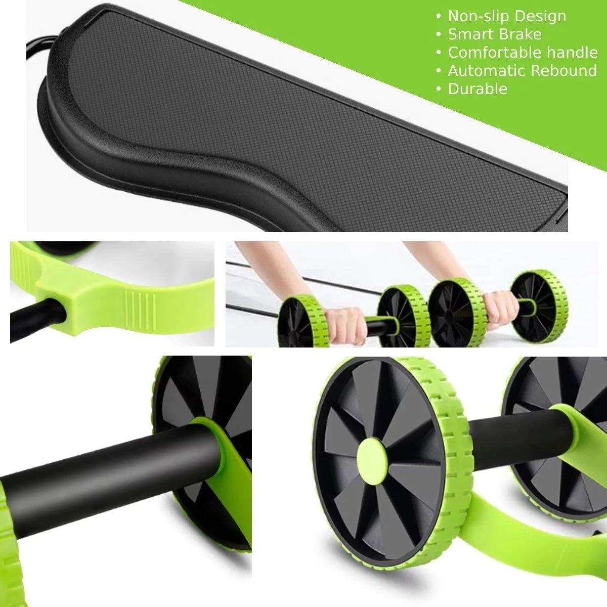 Ab Wheel Roller For Home And Office Core Strength Training Quiet Portable Gym Wheel With EVA Cushion And Durable ABS - Muliva
