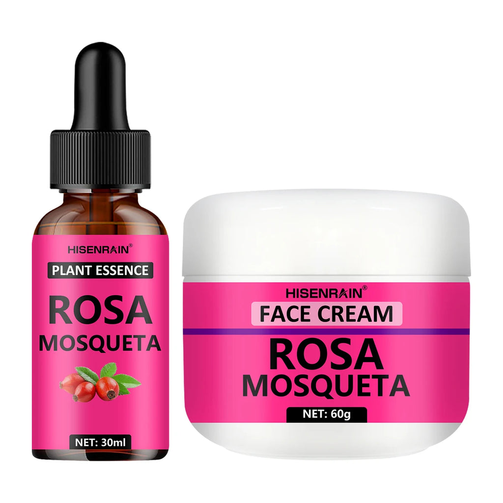 Rosehip Skincare Set: Hydrating Serum & Moisturizing Cream Combo - Anti-Aging, 24H Moisture, Brightening Kit.