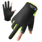 Summer Fishing Gloves For Men And Women Two Finger Cut Touchscreen Anti Slip Sun Proof Breathable Cycling Fitness