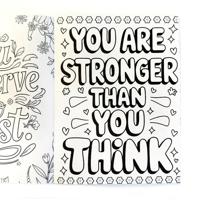 Adult Stress Relieving Mental Health Coloring Book Inspirational Art Book 32 Motivational Words Cheer Yourself Up Perfect Gift